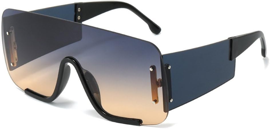 

MUTYNE Роскошные солнцезащитные очки в полуободковой оправе, цельные, для женщин и мужчин, модные панк-очки большого размера, винтажные солнцезащитные очки, Black Gray Yellow