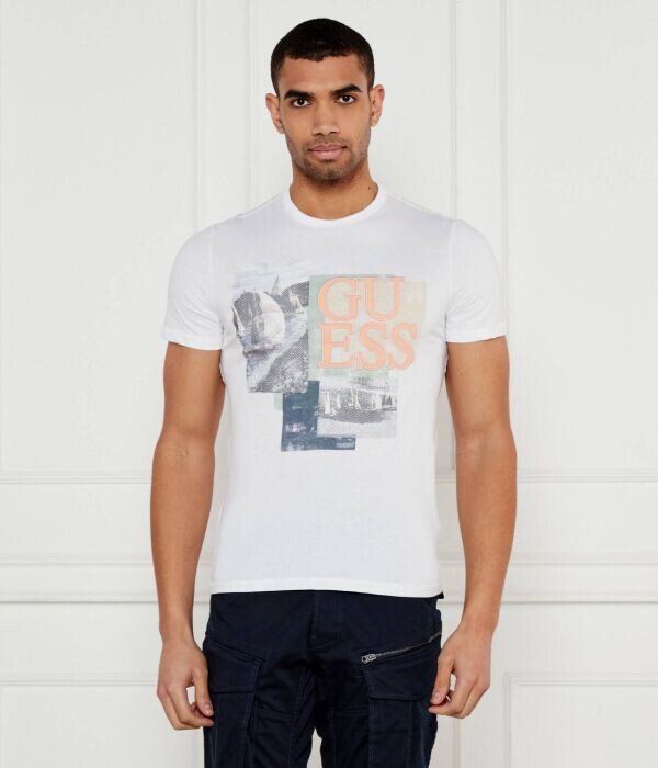 

Футболка мужская Guess Jeans Slim Fit с принтом, белый