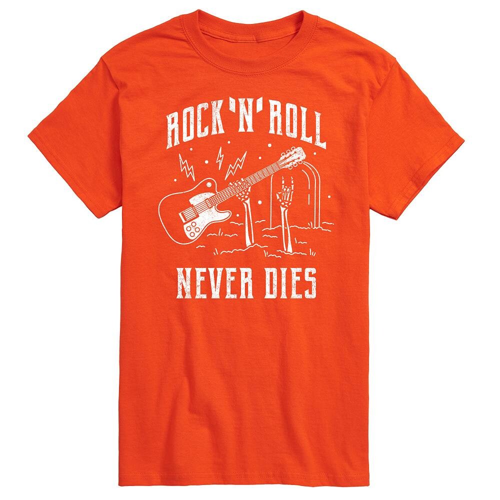 

Мужская футболка с рисунком Rock N Roll Never Dies Licensed Character, оранжевый