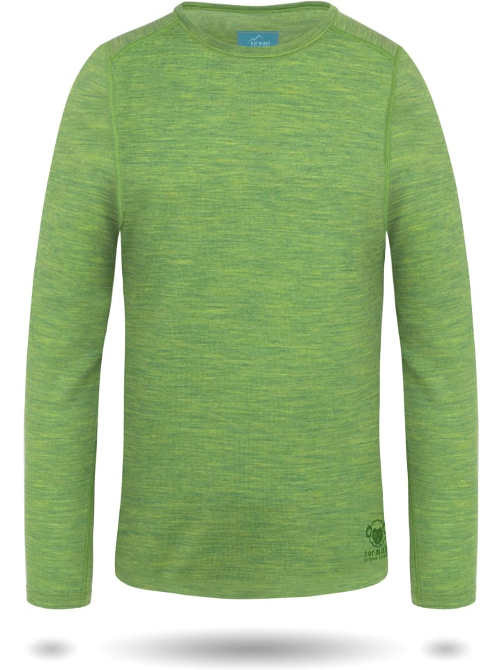 

Normani Outdoor Sports Детская футболка с длинным рукавом из мериносовой шерсти "Брум" зеленого цвета