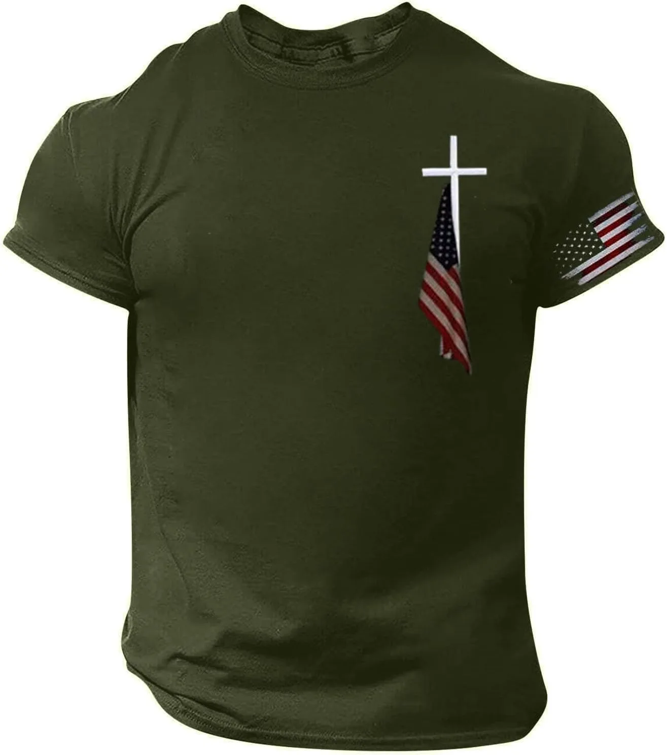 Футболка Christian Faith с принтом флага США и крестом, короткий рукав, майка-мускулистка Generic, Jn