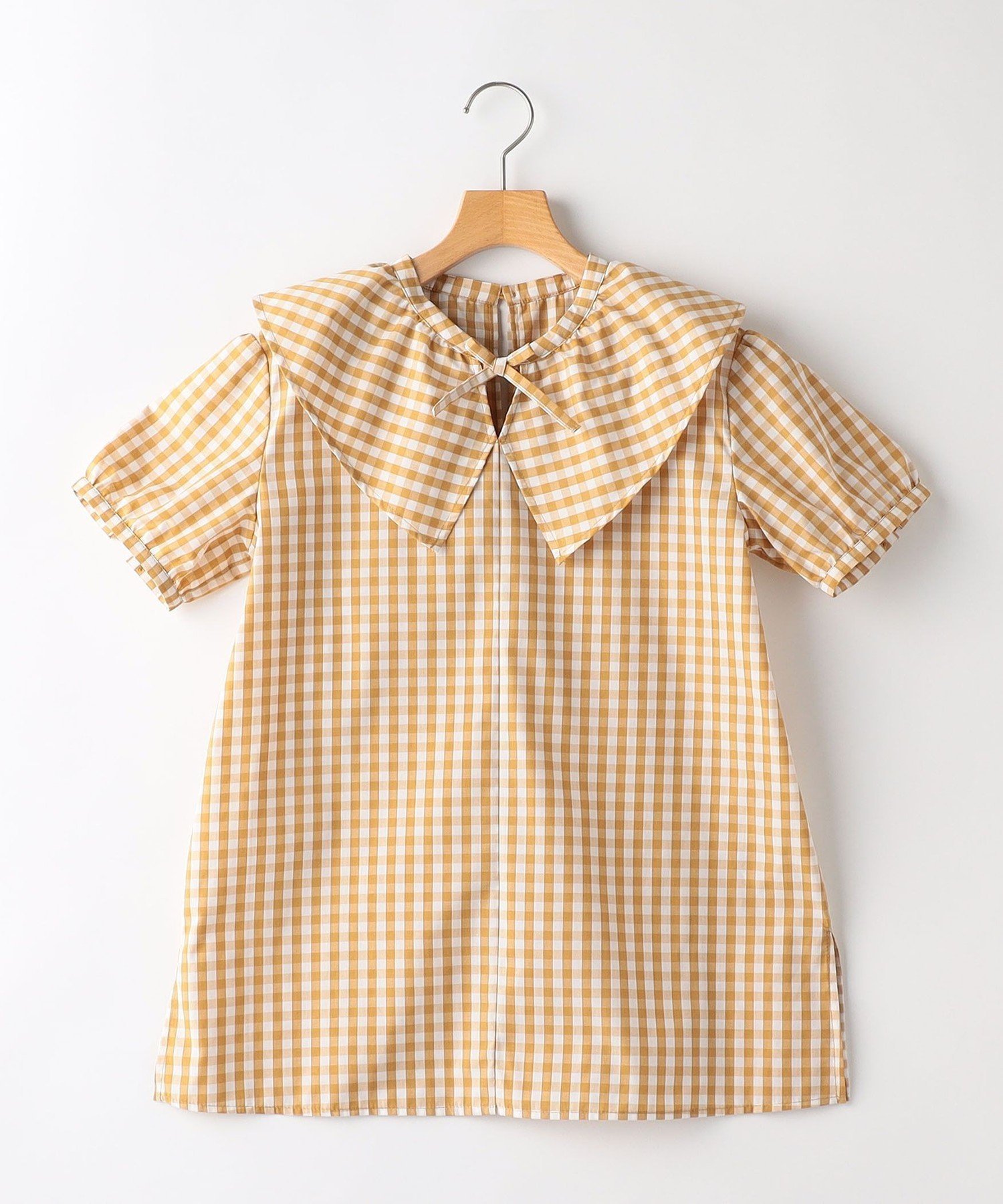 Детская блузка в клетку с коротким рукавом, размер 140-150 см SHIPS KIDS, Beige