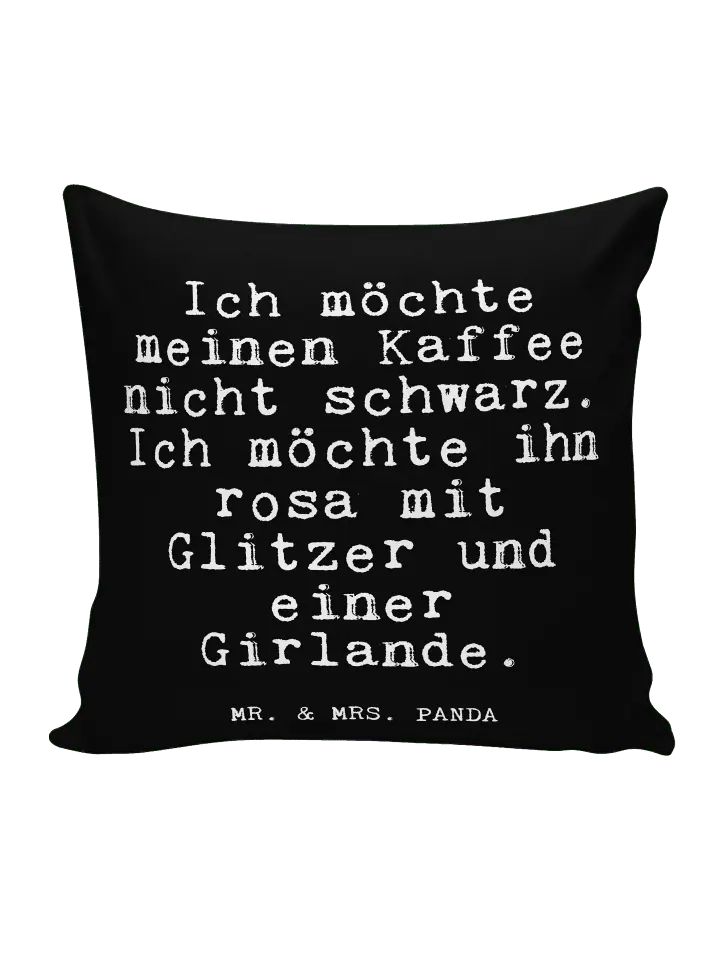 

Подушка Mr & Mrs Panda 40x40 Ich möchte meinen Kaffee, черный