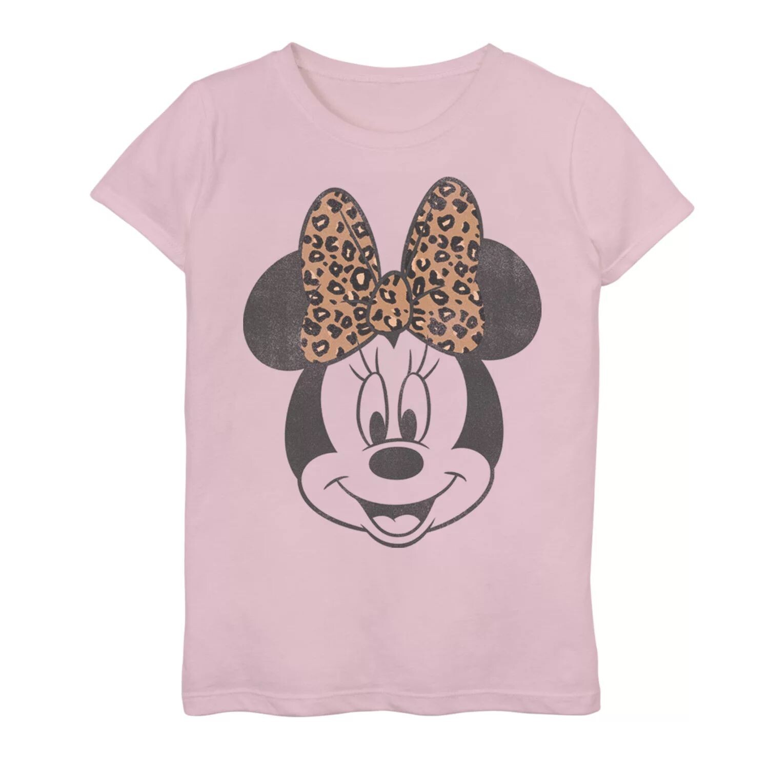 

Футболка с леопардовым принтом и бантом и портретом для девочек 7–16 лет Disney Minnie Mouse Disney, розовый