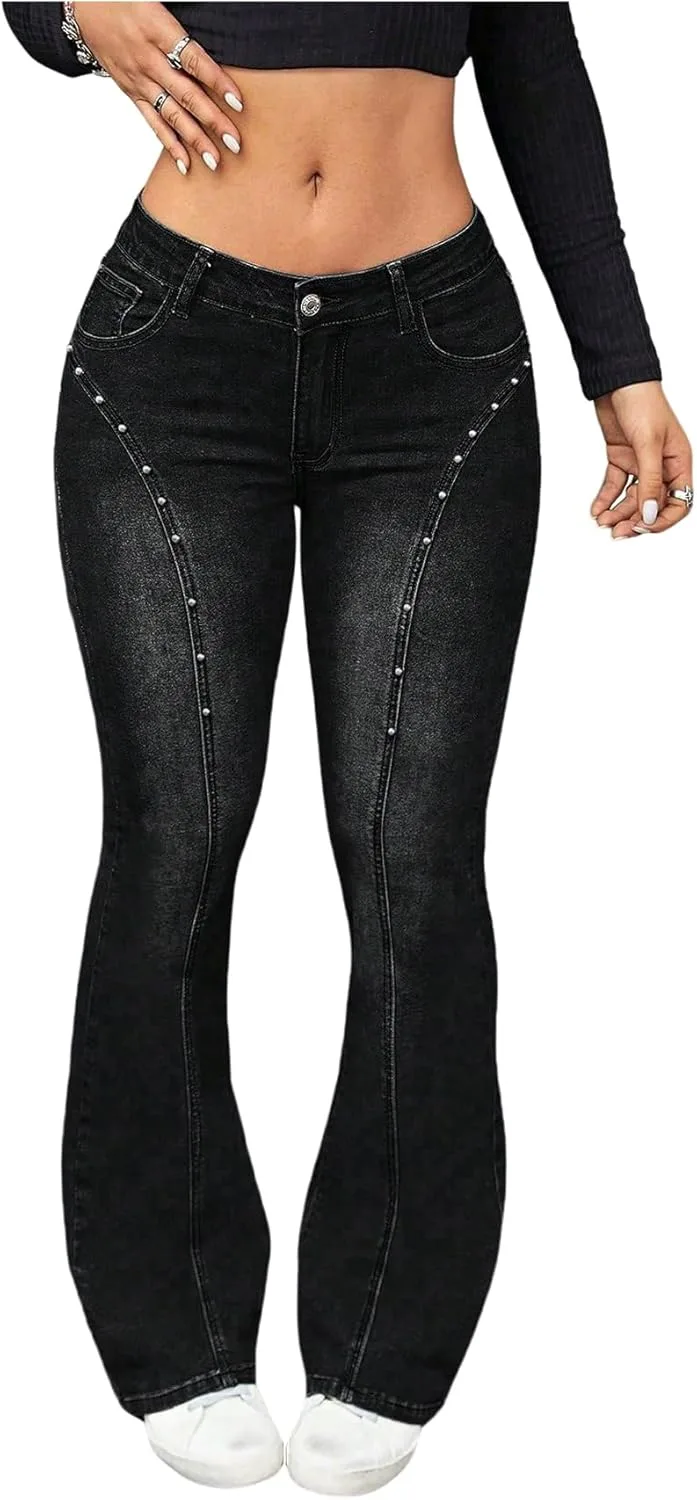 

WDIRARA Женские джинсы с низкой посадкой расклешенные Bootcut