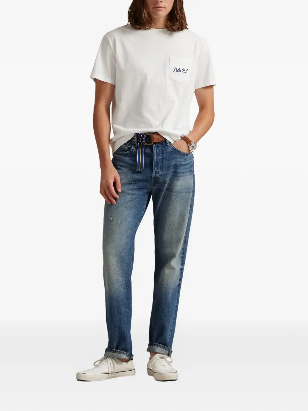 Футболка Polo с принтом медведя на спине и нагрудным карманом Polo Ralph Lauren, белый — фото 2