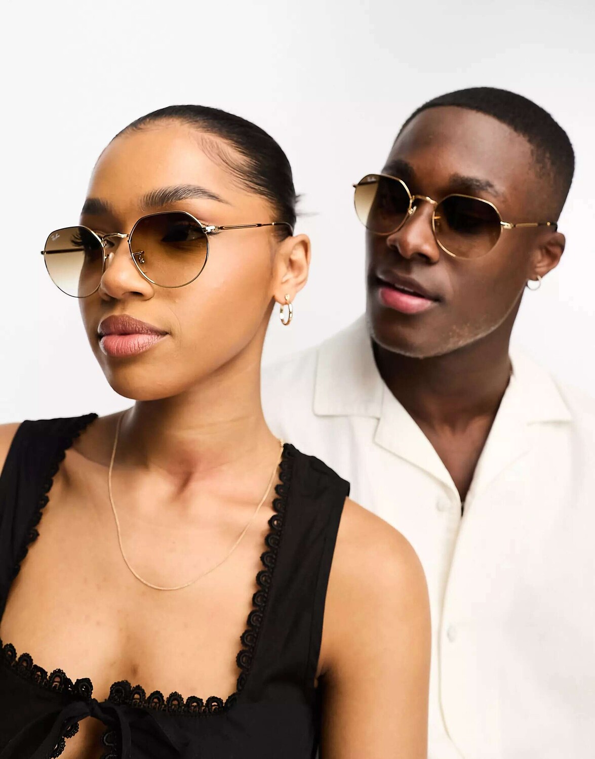 Очки Ray-Ban Jack в круглой шестигранной оправе золотого и коричневого цветов — фото 4