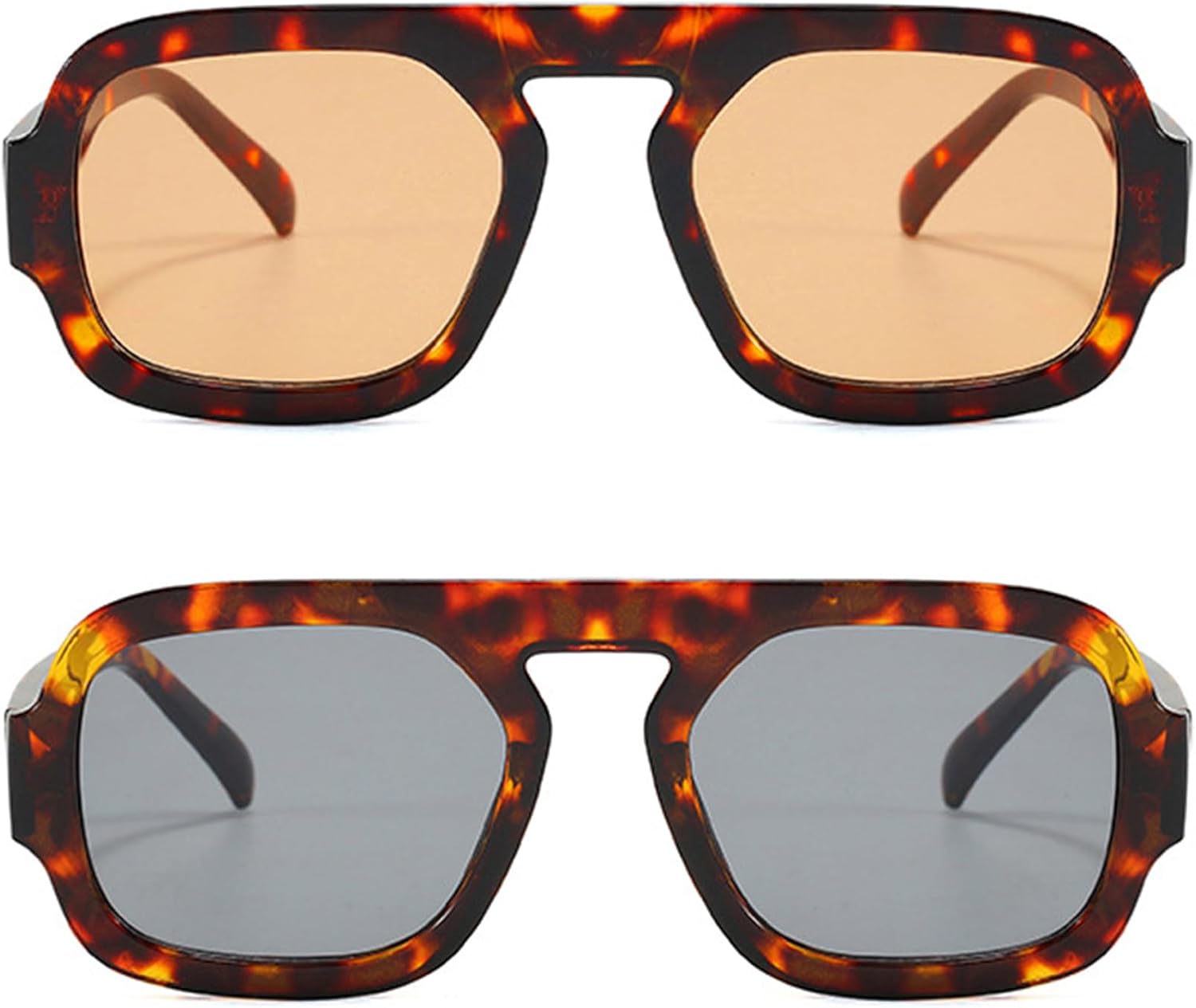 

Модные шестиугольные солнцезащитные очки-авиаторы для женщин и мужчин в стиле ретро 70-х годов, квадратные, с плоской верхней частью, геометрические солнцезащитные очки piscm, 2 Pack(tortoise/Champage+ Tortoise/Light Grey)