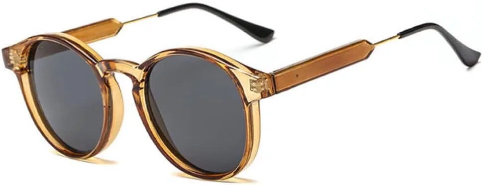 

Ретро круглые солнцезащитные очки 2027 года для женщин и мужчин, фирменный дизайн, прозрачные женские солнцезащитные очки для мужчин MTZJH, C5 Light Brown Grey