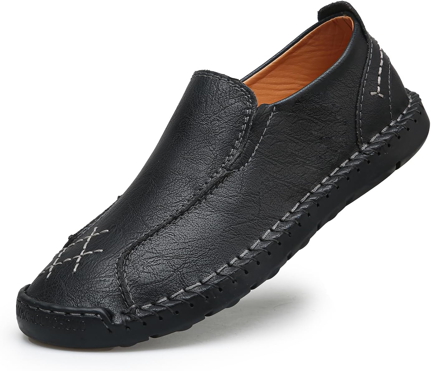 

Мужские кожаные слипоны-пенни лоферы, повседневные туфли для прогулок и вождения, ручной работы, комфортные мокасины Dacnakby, черный