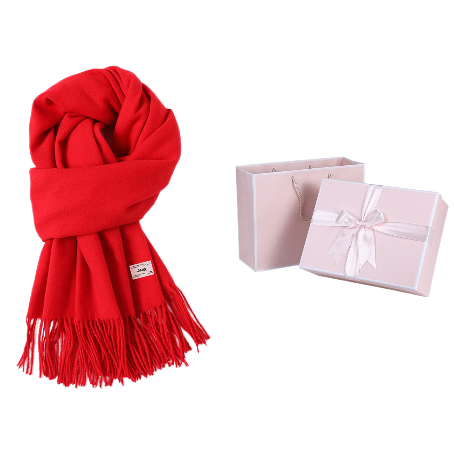 

Jeep Акриловый вязаный шарф унисекс, Red Pink Gift Box Set