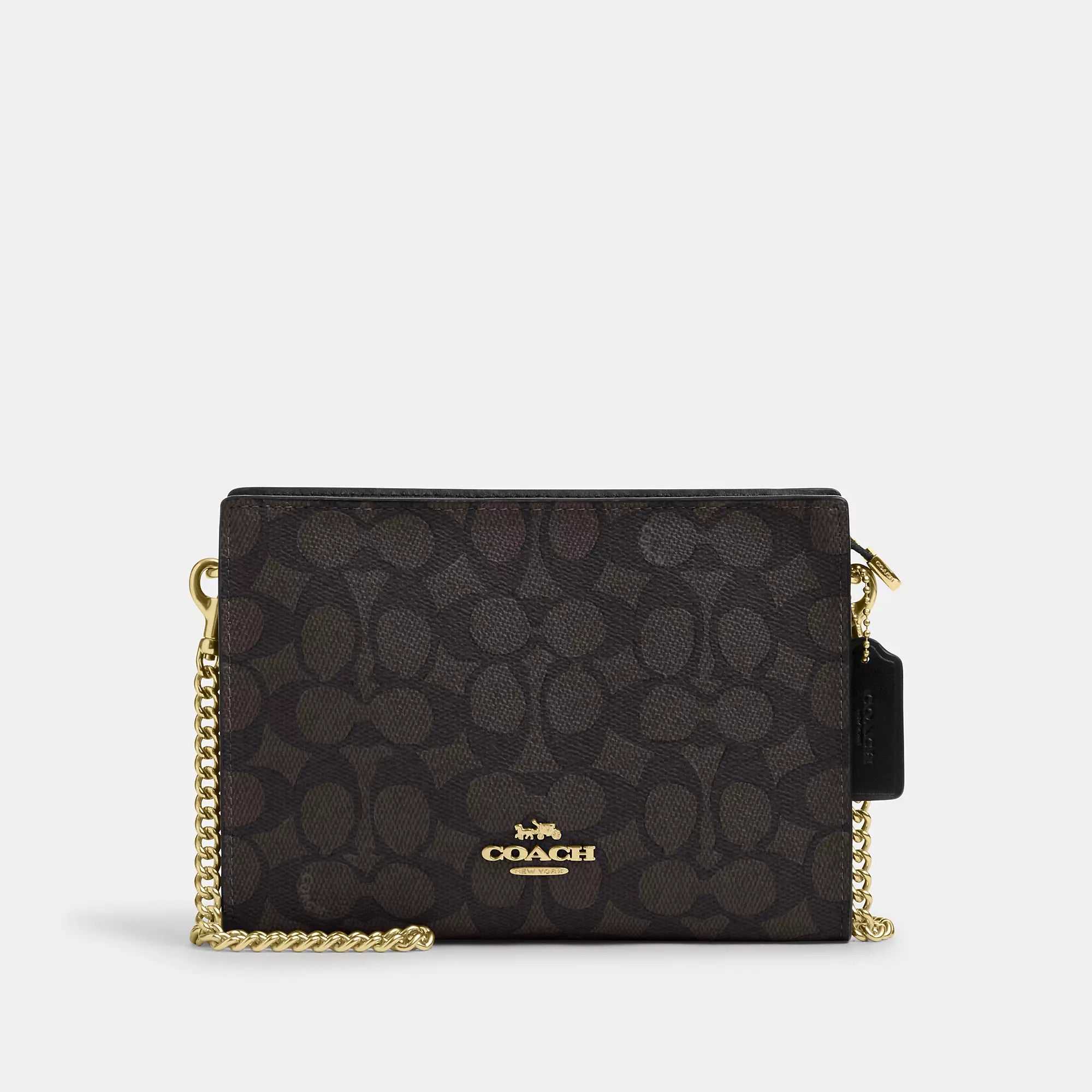 

Coach Outlet Тонкая сумка через плечо из фирменной ткани, цвет gold/walnut/black