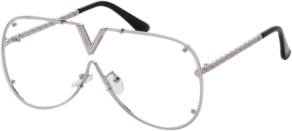 

Винтажные ретро-солнцезащитные очки большого размера 2027 года, оправа из розового золота с металлическими заклепками, прозрачные линзы, унисекс MTZJH, C3