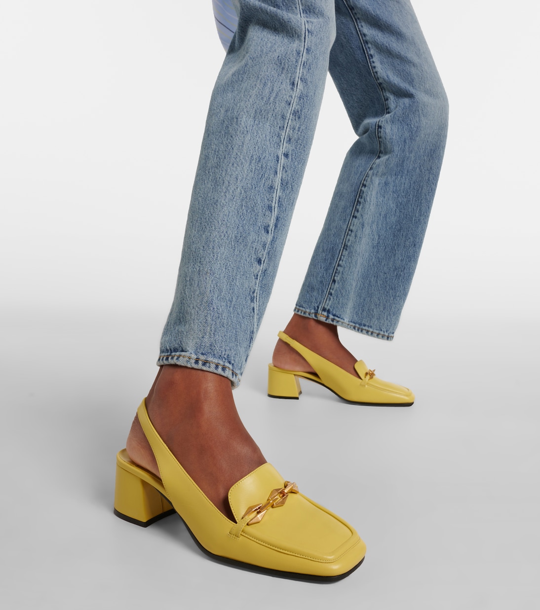 Туфли-лодочки Diamond Tilda 45 из кожи с открытой пяткой Jimmy Choo, Sunbleached Yellow — фото 4