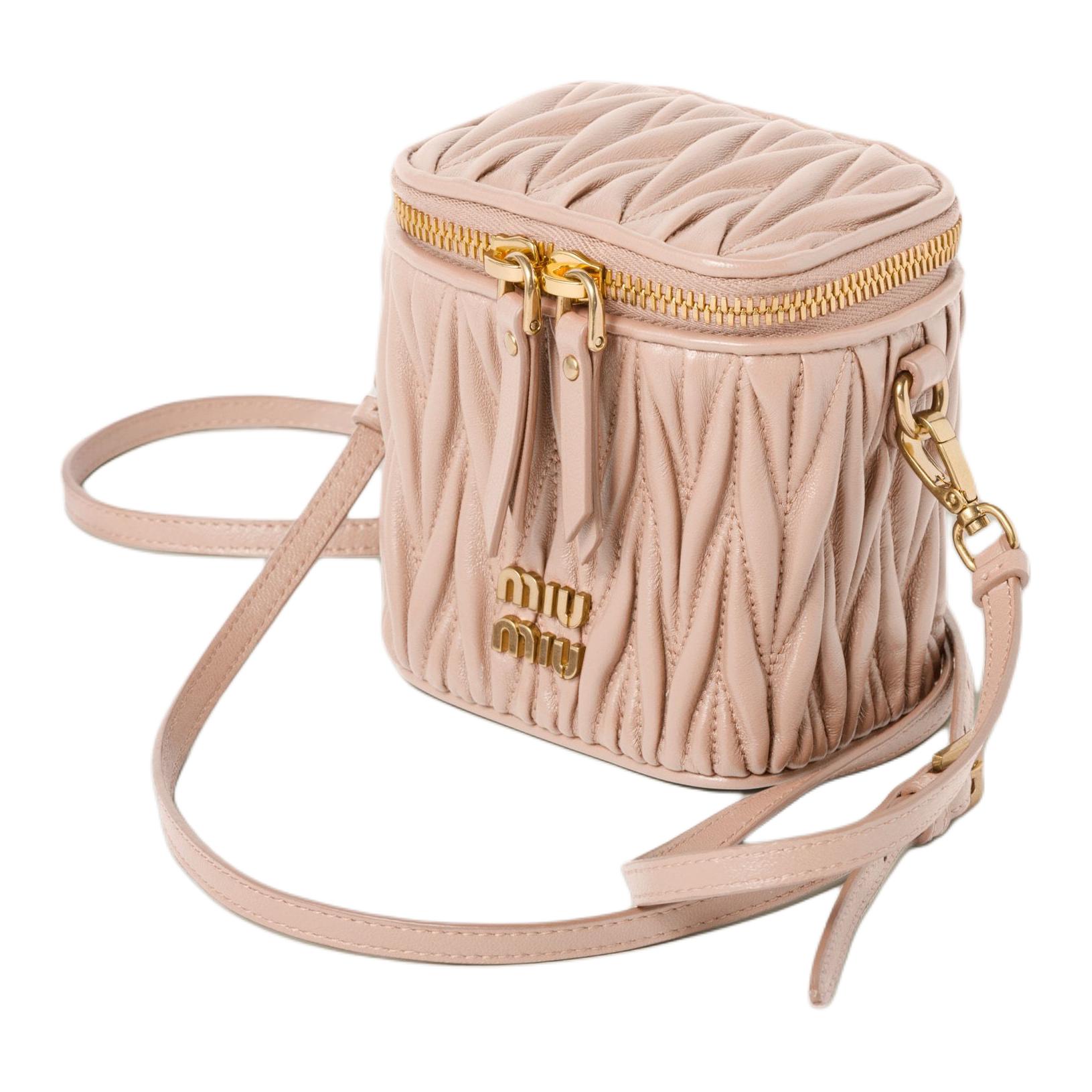 MIU MIU Matelassé Sheepskin Crossbody Bag Extra Mini Women's Nude Pink — фото 2