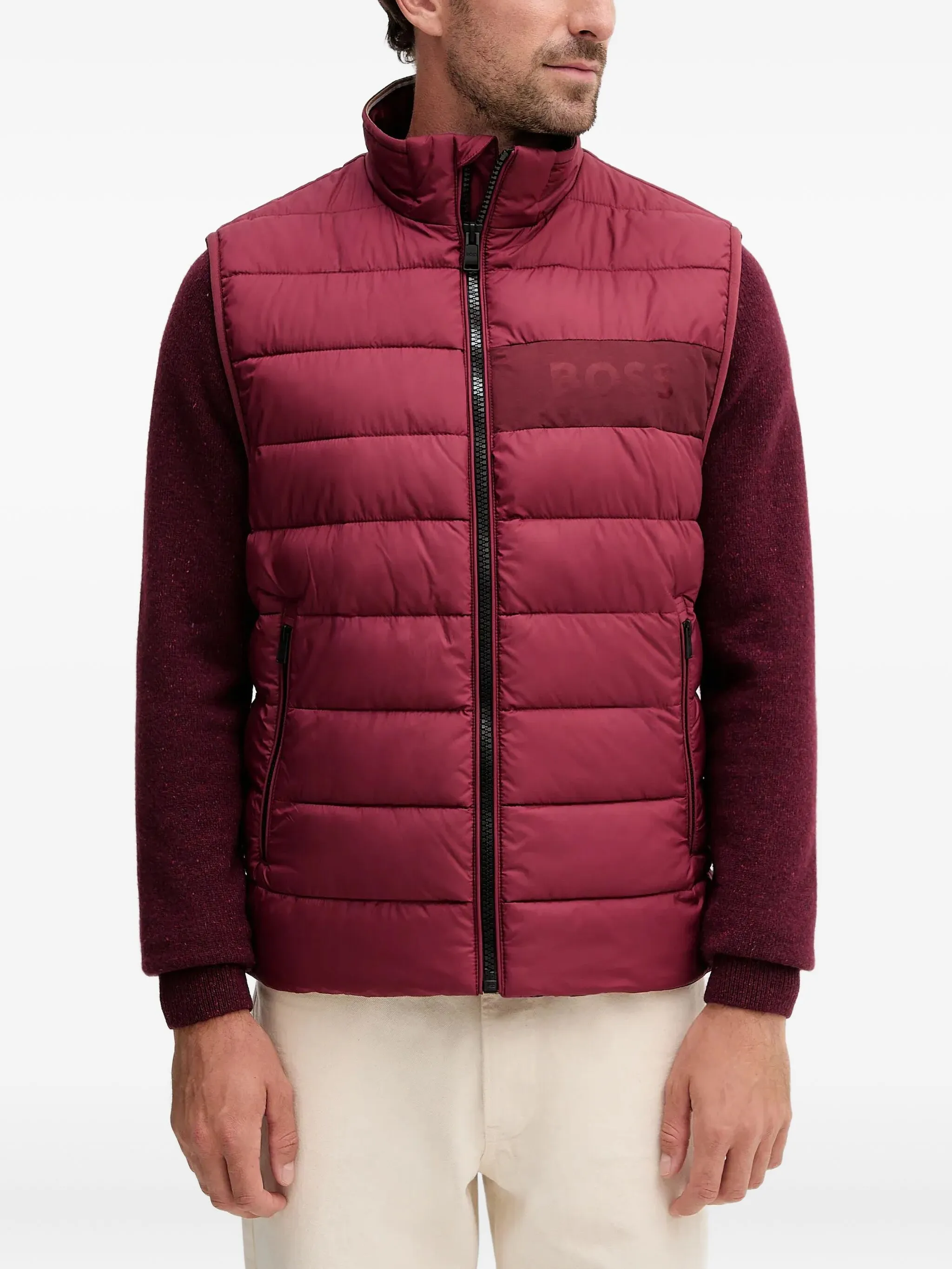 

Дутый жилет на молнии Boss, красный