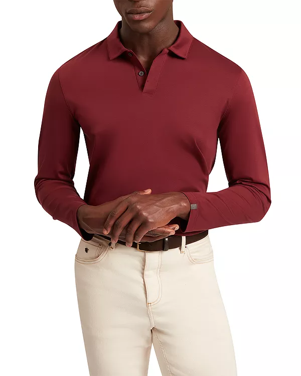 

Поло с длинным рукавом из мягкого хлопка цвета игнак Ted Baker, красный