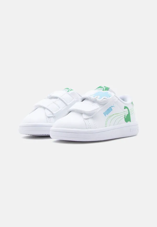Кроссовки унисекс с динозаврами из smash 3.0 Puma, White/Green Fruit/Vibrant Blue — фото 4