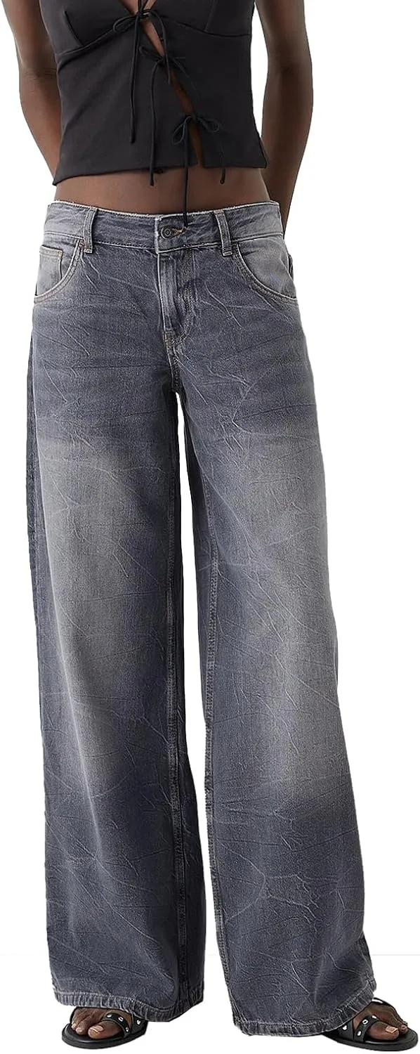 

Женские джинсы прямые широкие мешковатые high waisted relaxed fit деним Fuguibadn