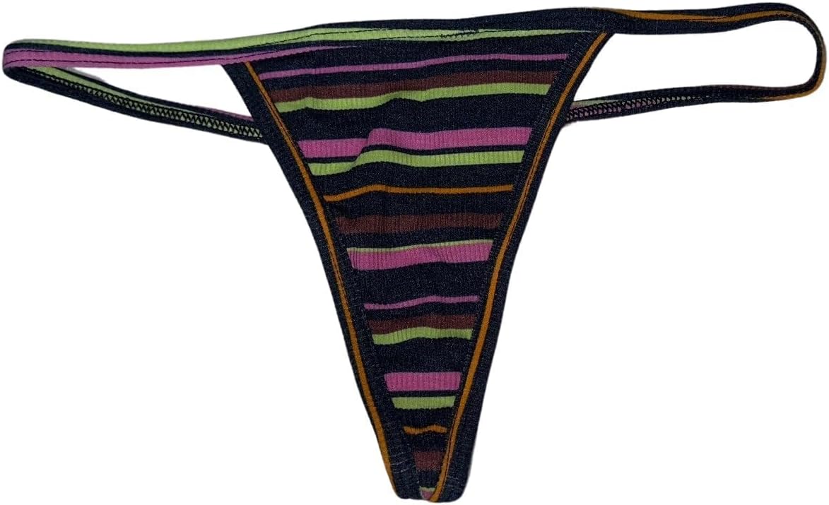 

Трусики-стринги Victoria's Secret розовые хлопковые с V-образным вырезом/нижнее белье разноцветные/в полоску, новые, Stripe Print