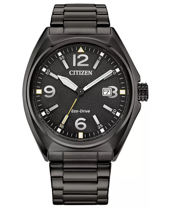 

Мужские спортивные повседневные часы с черным браслетом из нержавеющей стали 42 мм Citizen, black