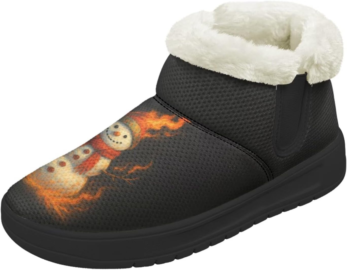 

Рождественские снежные ботинки Forchrinse для женщин и мужчин, зимние теплые ботильоны, удобные, с легким надеванием, походные ботинки, рождественская обувь, Christmas Snowman Fire Flames