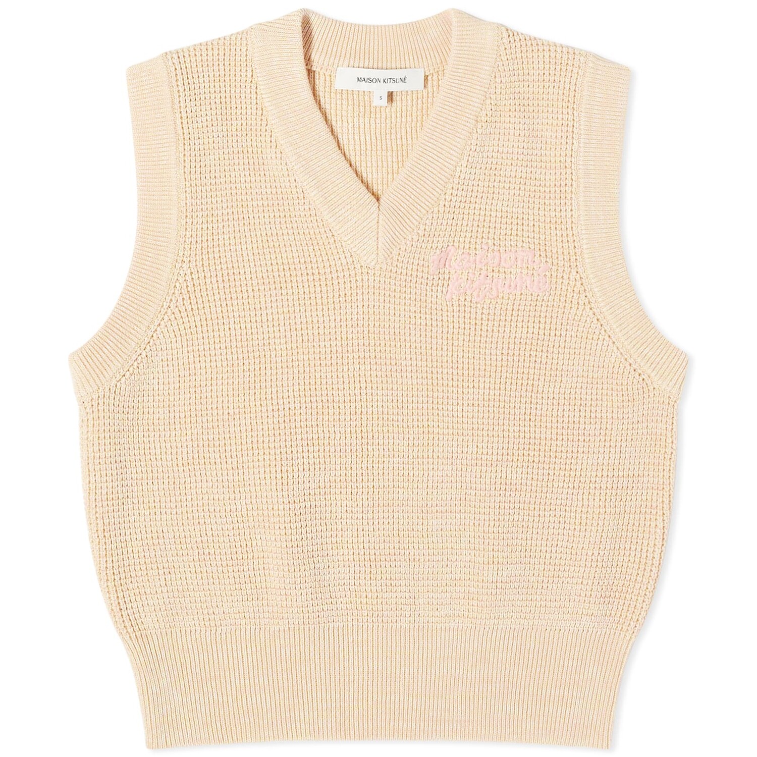 

Жилет Maison Kitsune Handwriting Crop Vest, цвет Chalk Yellow Melange