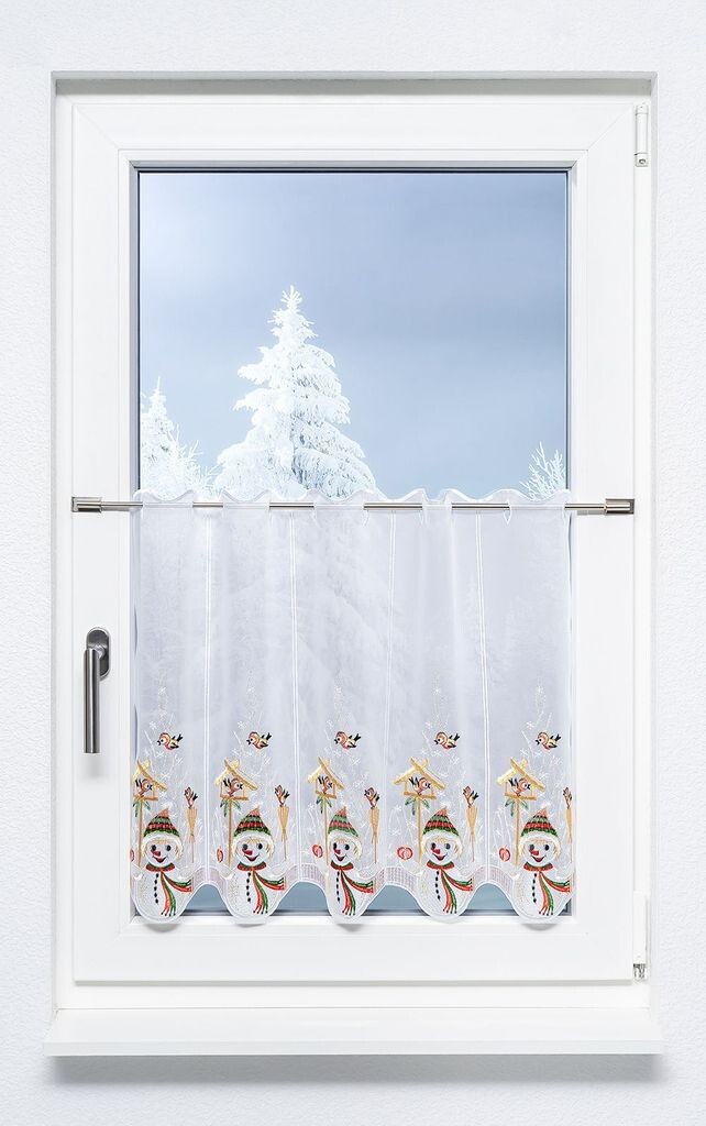 

Панельная штора Plauener Spitze - снеговик (Ш х В) 224см*55см коричневый/светло-коричневый