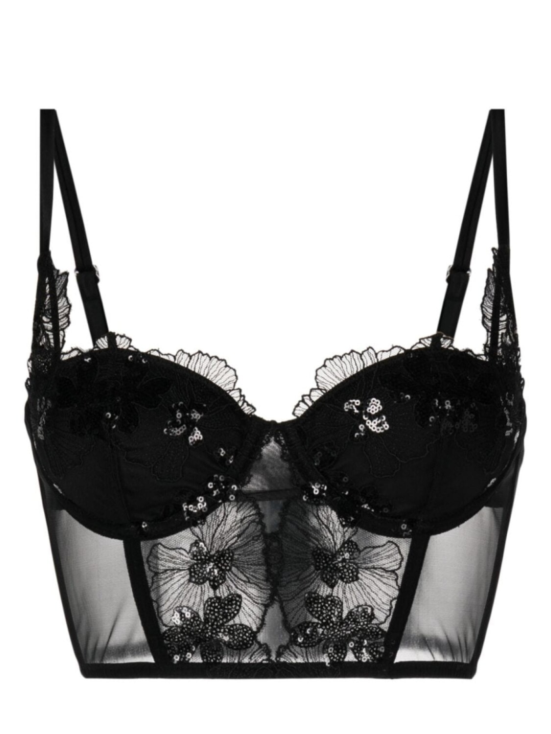 

Кружевной корсет с пайетками Fleur Du Mal, черный