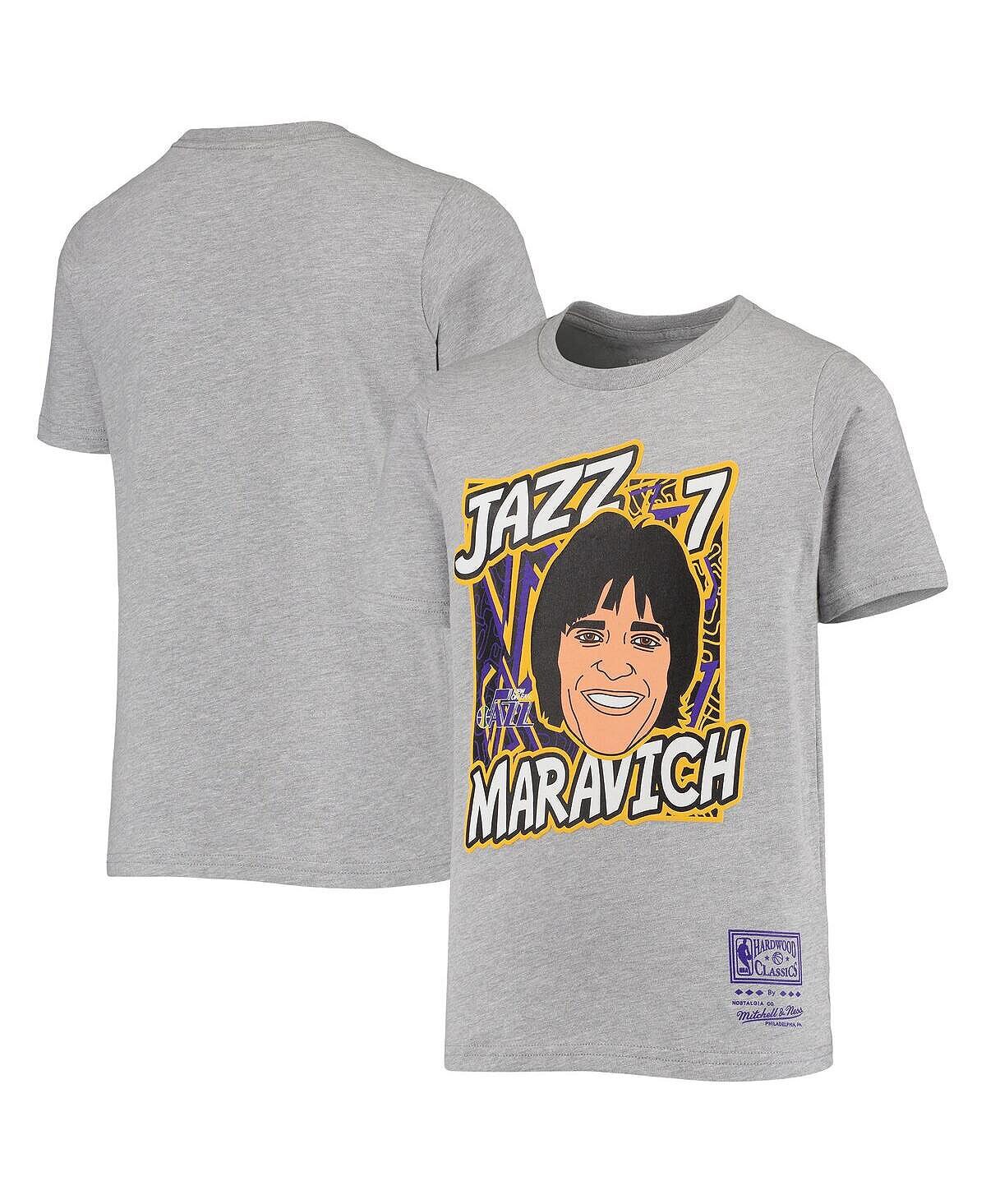 

Серая футболка Big Boys Pete Maravich Heathered New Orleans Jazz Hardwood Classics King of the Court Player Mitchell & Ness, Серый, Серая футболка Big Boys Pete Maravich Heathered New Orleans Jazz Hardwood Classics King of the Court Player Mitchell & Ness