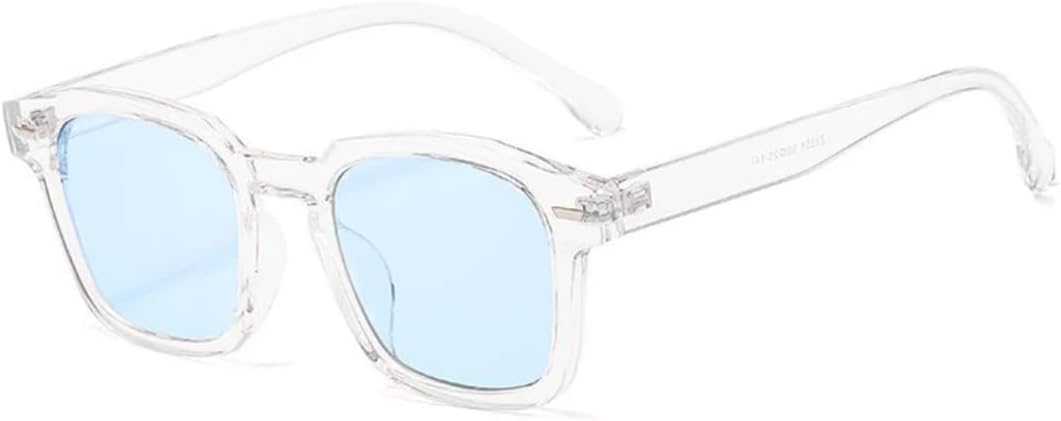 

Классические заклепки украшают маленькие квадратные солнцезащитные очки в винтажном стиле для женщин и мужчин, для активного отдыха на природе, рыбалки и использования с защитой от УФ-излучения UV400 TVTBBVV, Clear Blue