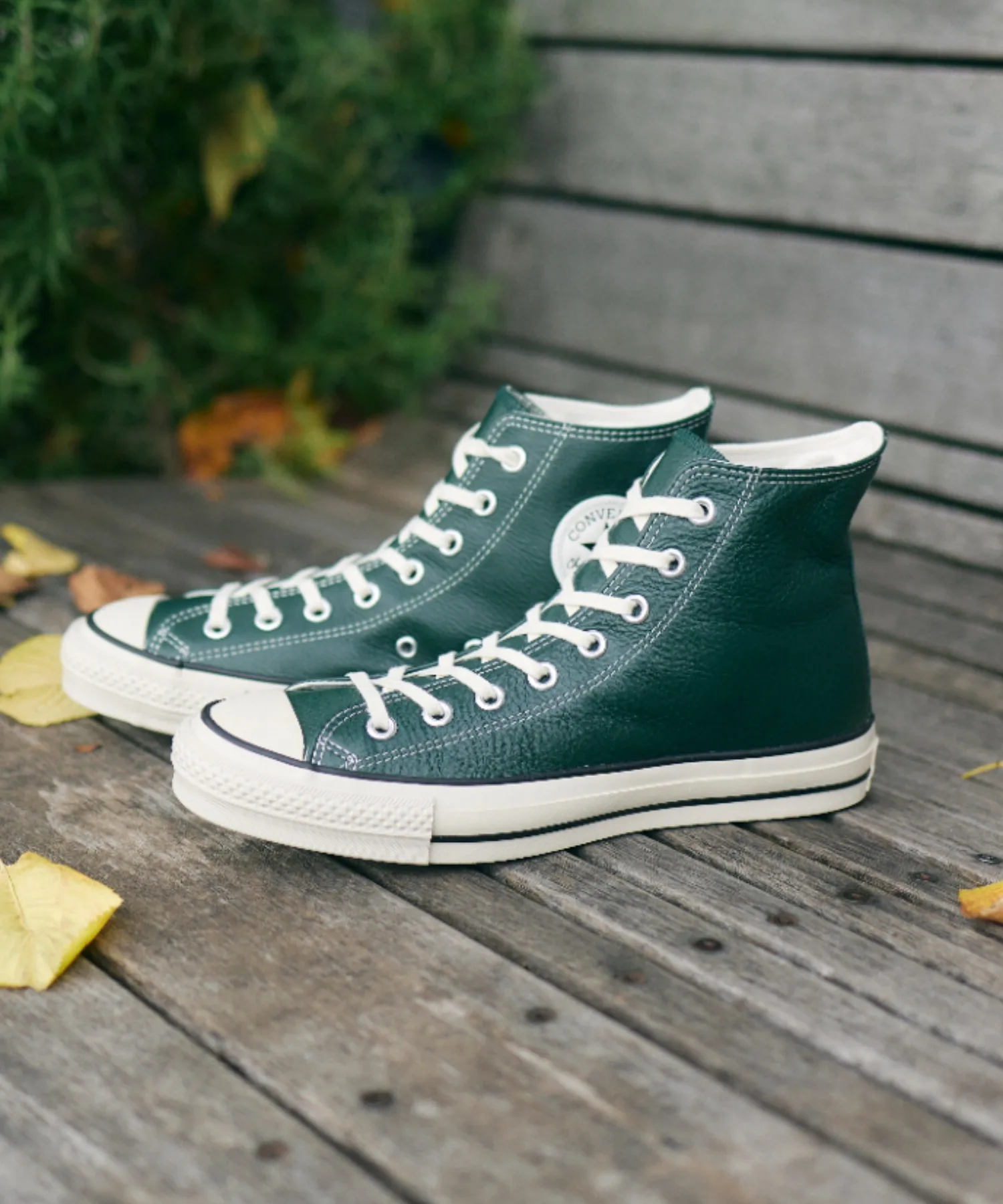 Унисекс кожаные высокие кеды All Star J HI CONVERSE зелёные — фото 2