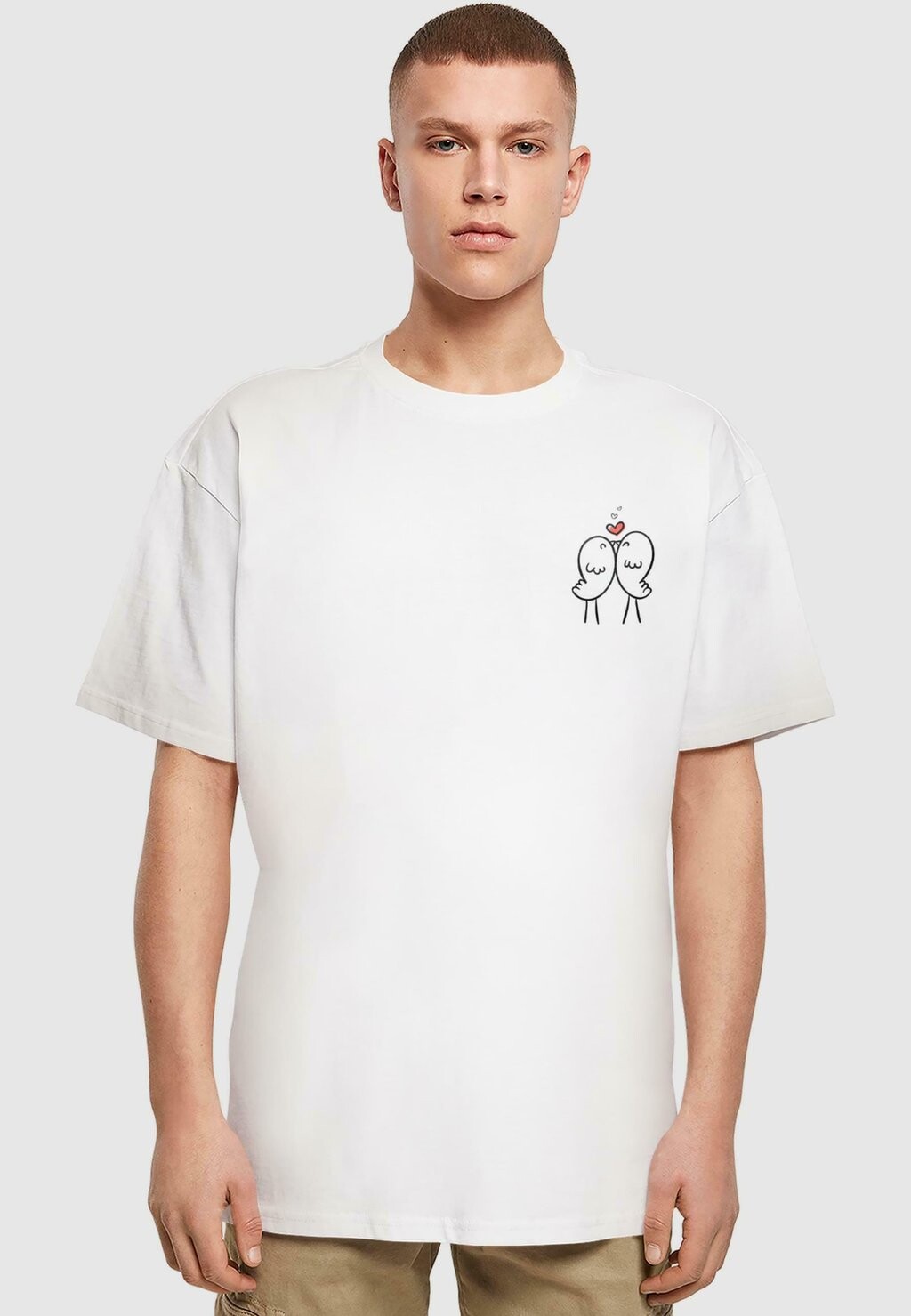 

Футболка с принтом HUGS LOVE-BIRDS LOVE Merchcode, белый