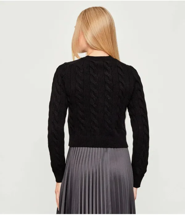 Шерстяной кардиган с косами cropped fit Polo Ralph Lauren, черный — фото 3