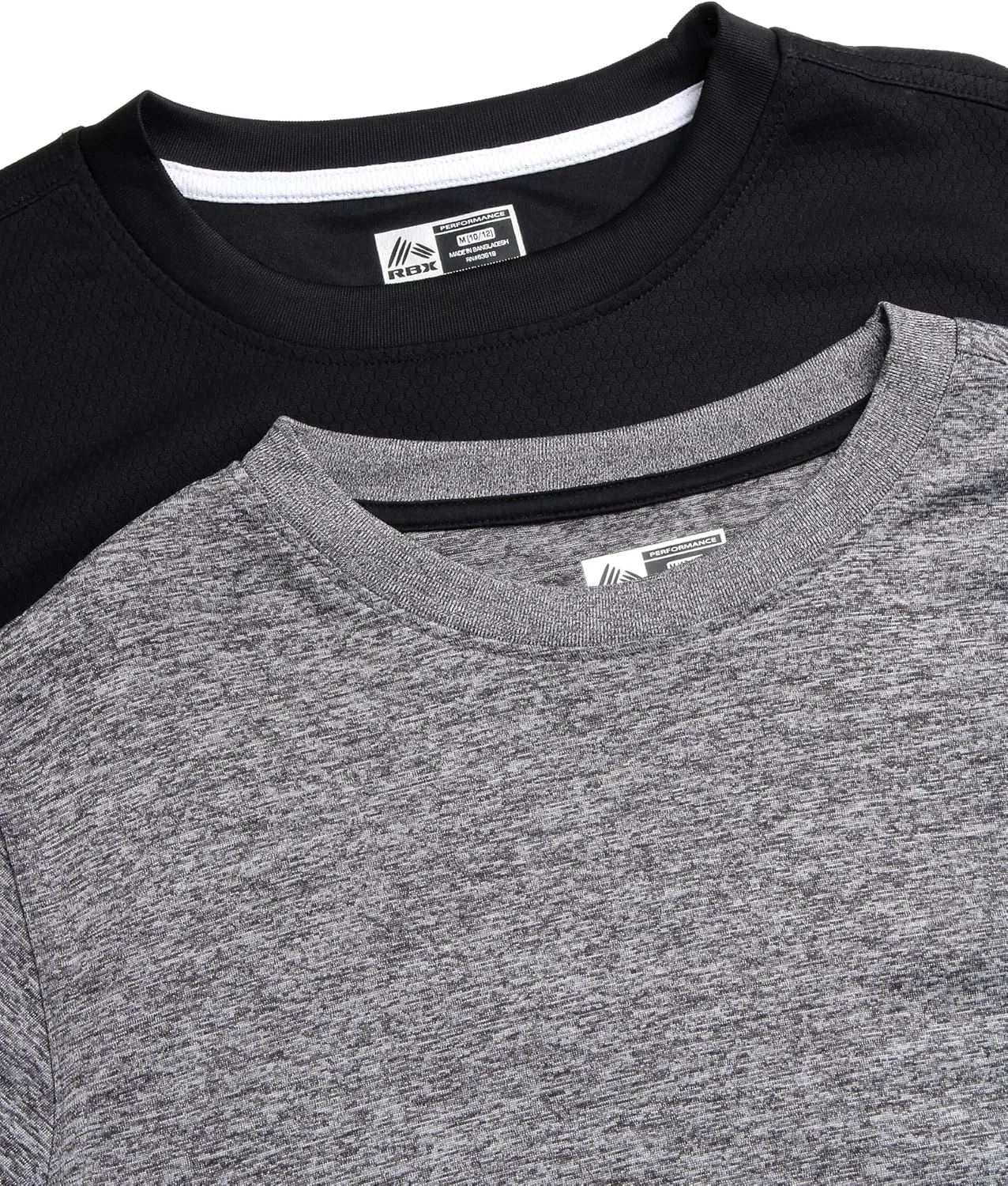 Спортивные футболки RBX для мальчиков - комплект из 2 штук, легкие, с круглым вырезом, влагоотводящие, с коротким рукавом, для тренировок, бега и спорта, Black/Charcoal — фото 4