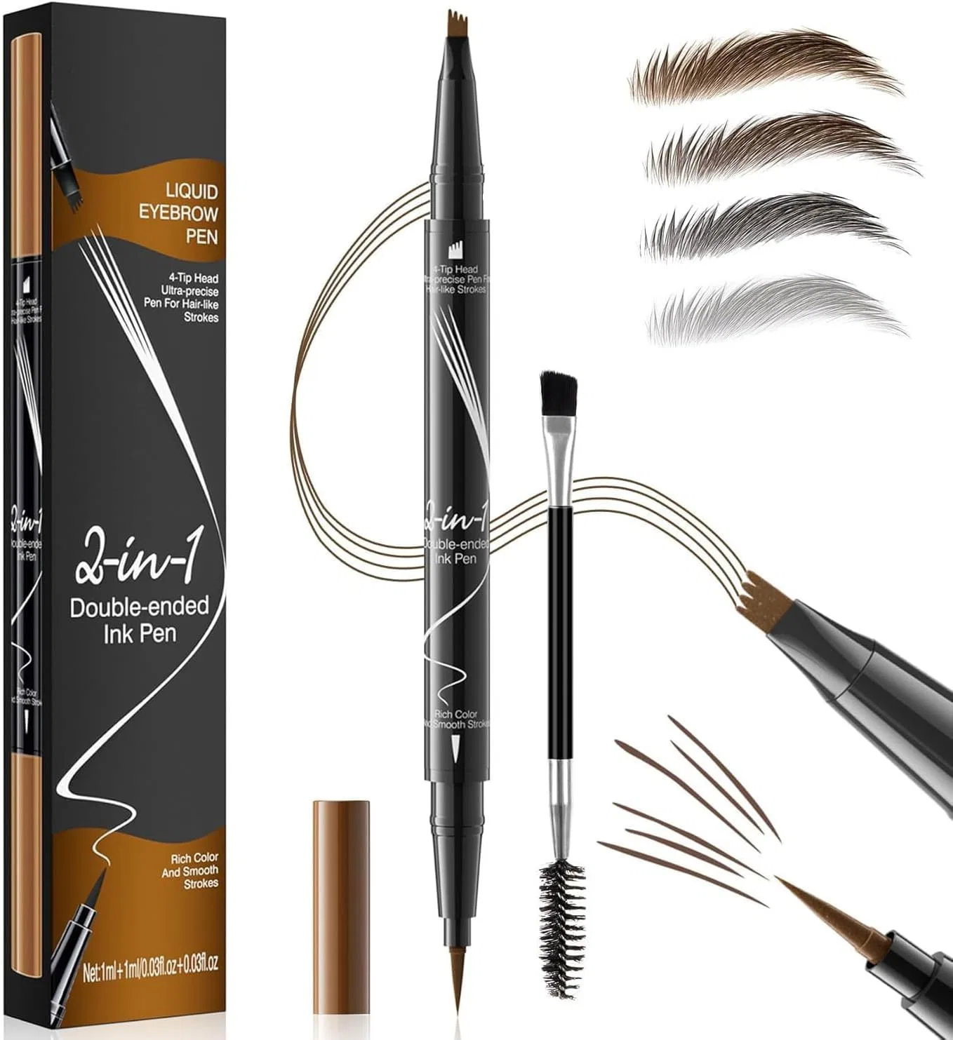 Карандаш для бровей Microblading 2-в-1 водостойкий, Light Brown