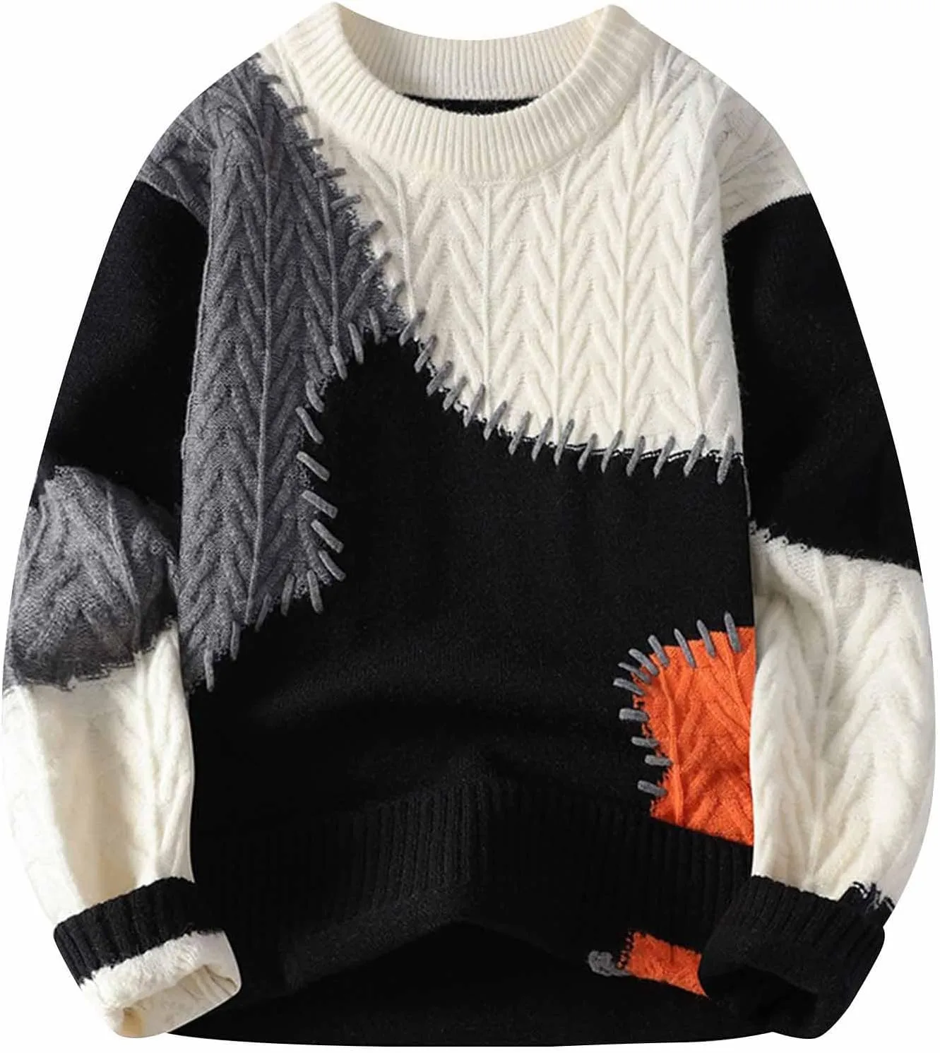 

Мужской свитер с геометрическим принтом и кабельной вязкой Dgoopd