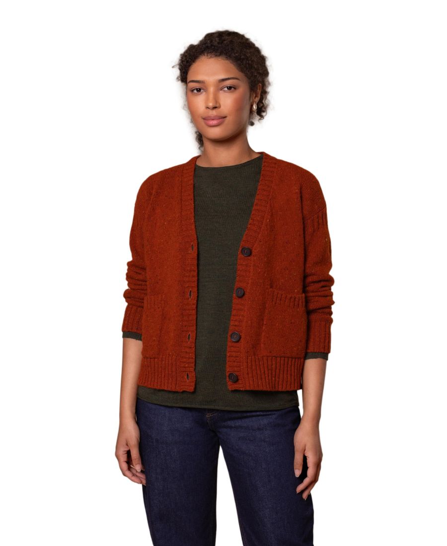 

Кардиган свободного кроя с V-образным вырезом из Донегала Celtic & Co, Rust