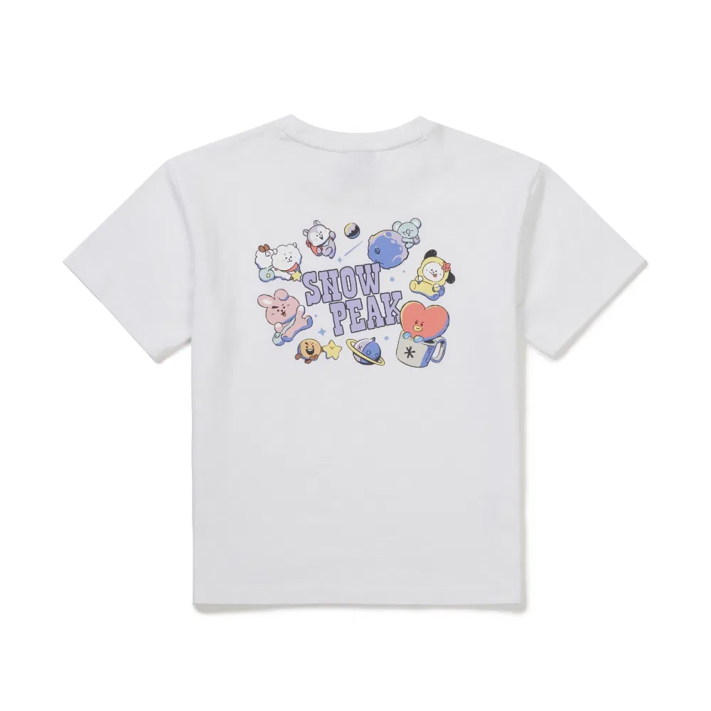 Детская футболка с графическим принтом Snowpeak x BT21 белая от Snowpeak Apparel — фото 3