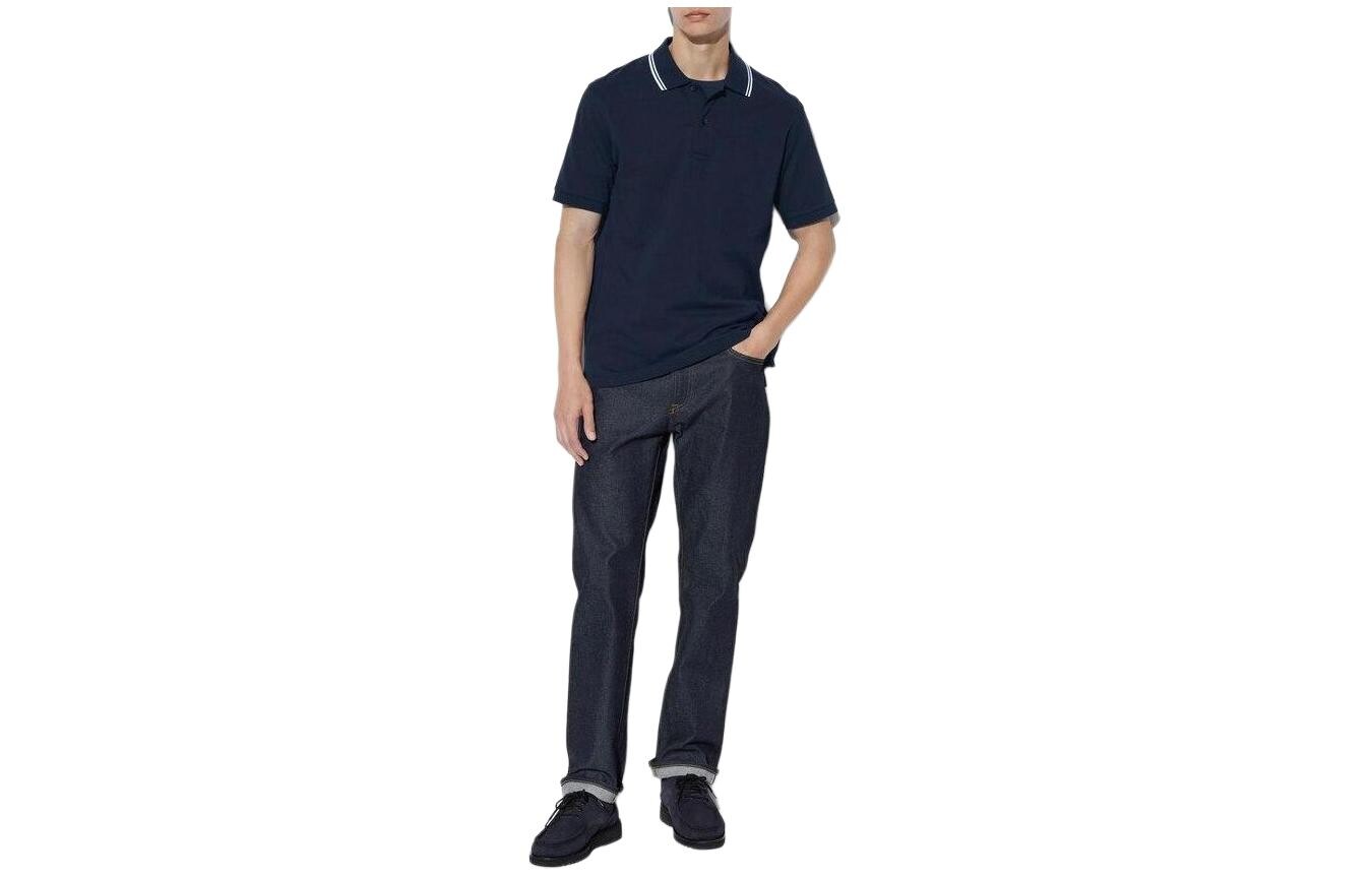 

Рубашка поло унисекс темно-синяя Uniqlo, темно-синий