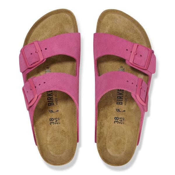 Тапочки arizona suede leather sandals 'fuchsia tulip' Birkenstock, розовый — фото 3