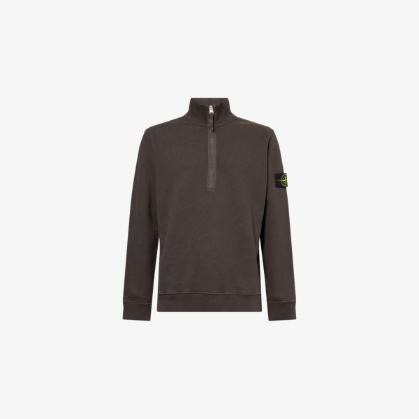 

Лонгслив Stone Island с воротником-стойкой на молнии из хлопкового джерси, серый