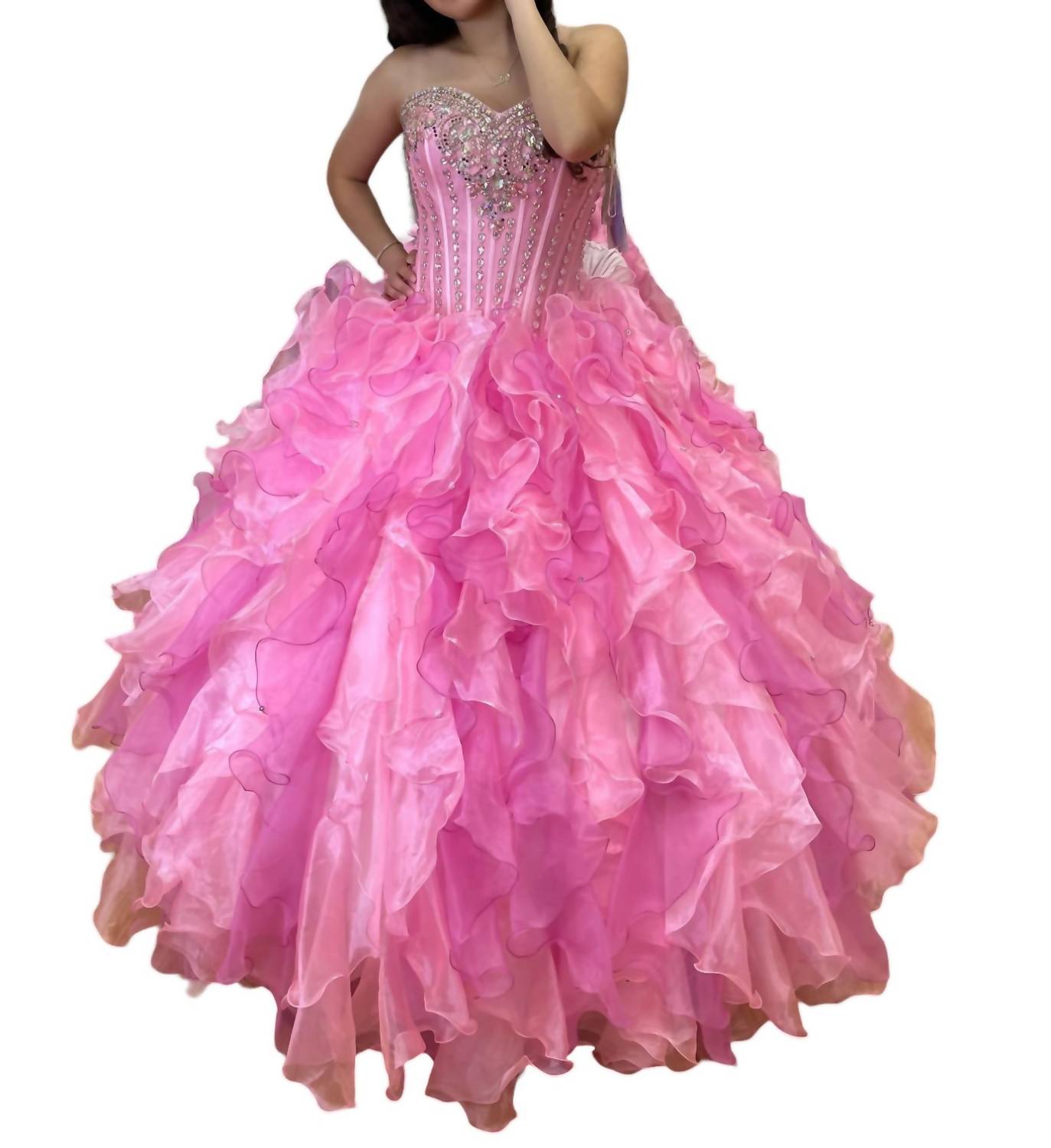 

Розовое платье без бретелек Quinceañera House of Wu