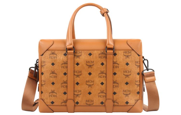 

Классическая наплечная сумка Visetos Standard из лакированного холста с кожаной отделкой, средний размер, унисекс, цвет коньяк MCM