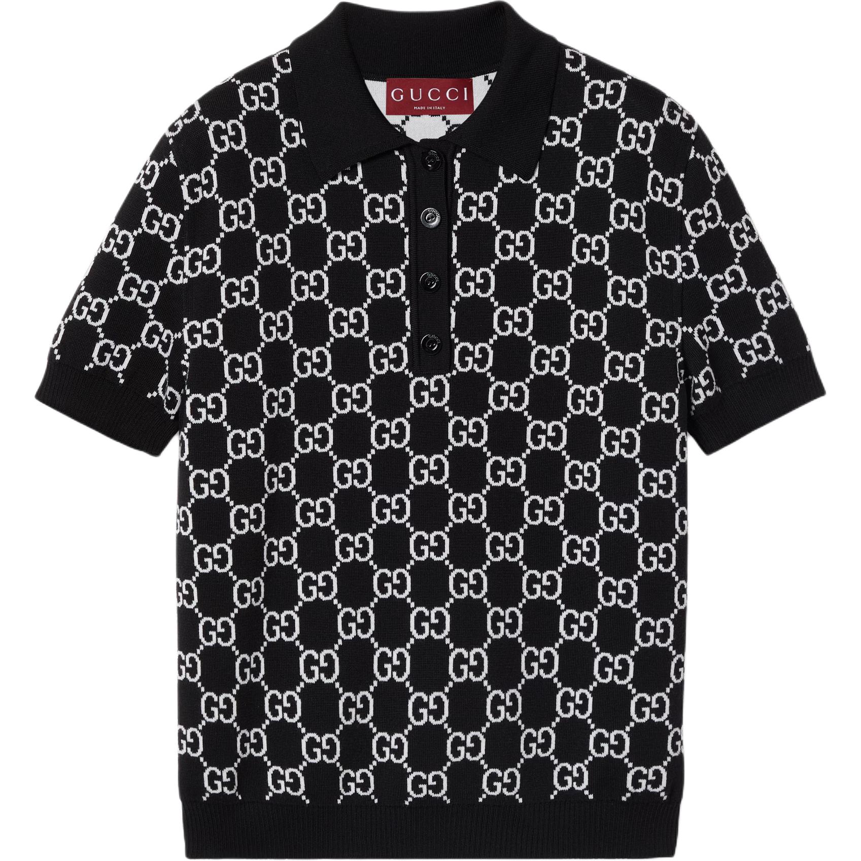 

Реверсивная Gg жаккардовая поло GUCCI, черный