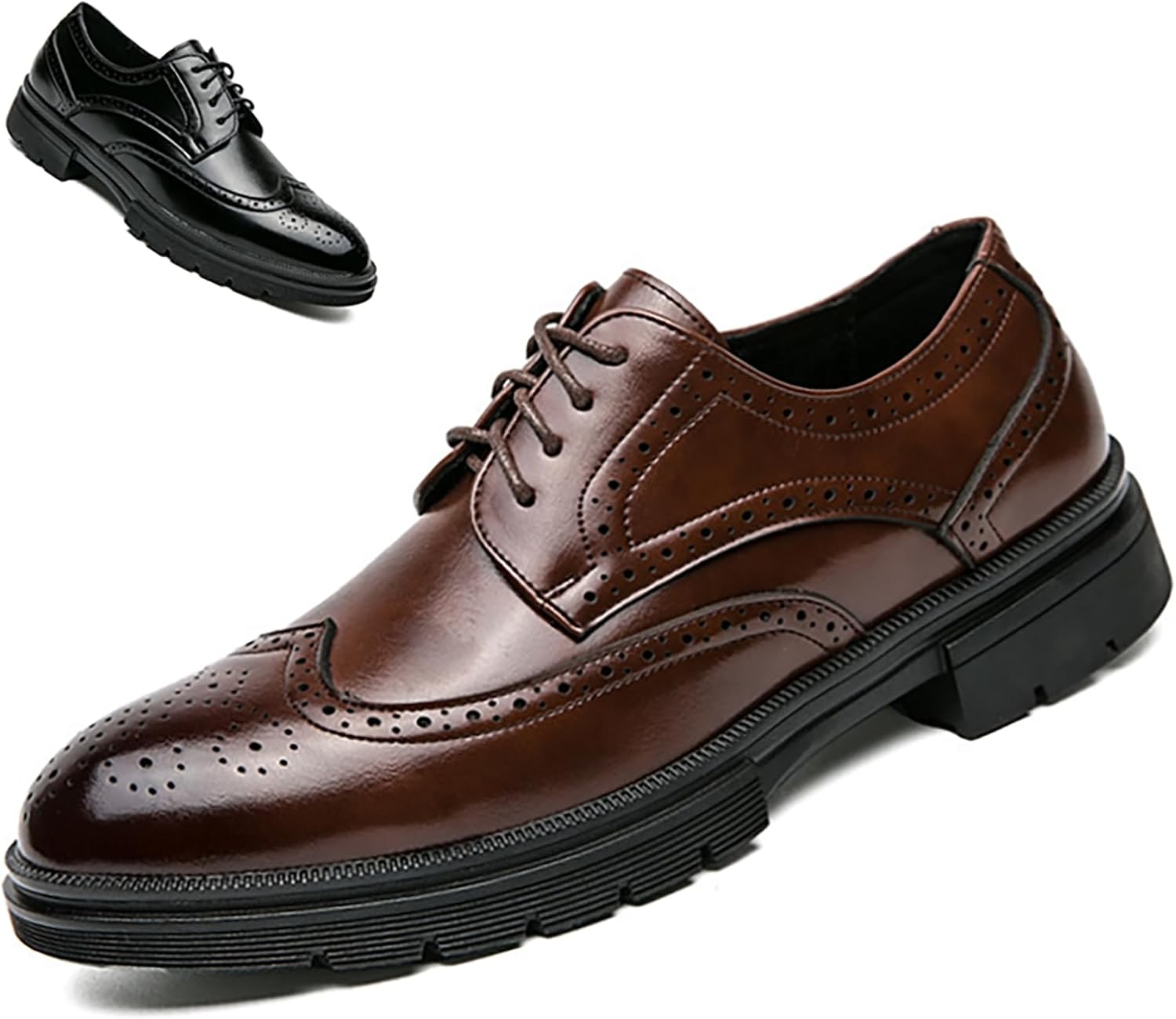 

Мужские модные оксфорды с крыльями, современная кожаная обувь, черные деловые повседневные туфли на платформе, удобные ретро-туфли с шнуровкой для смокинга Synthesis