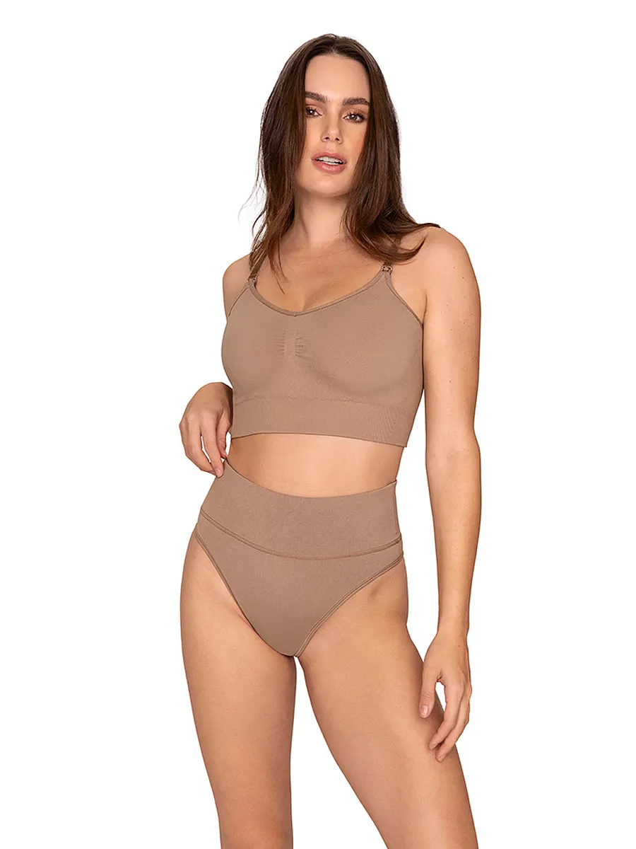 

Трусики-стринги с умеренной компрессией и высокой талией Leonisa Shapewear, коричневый