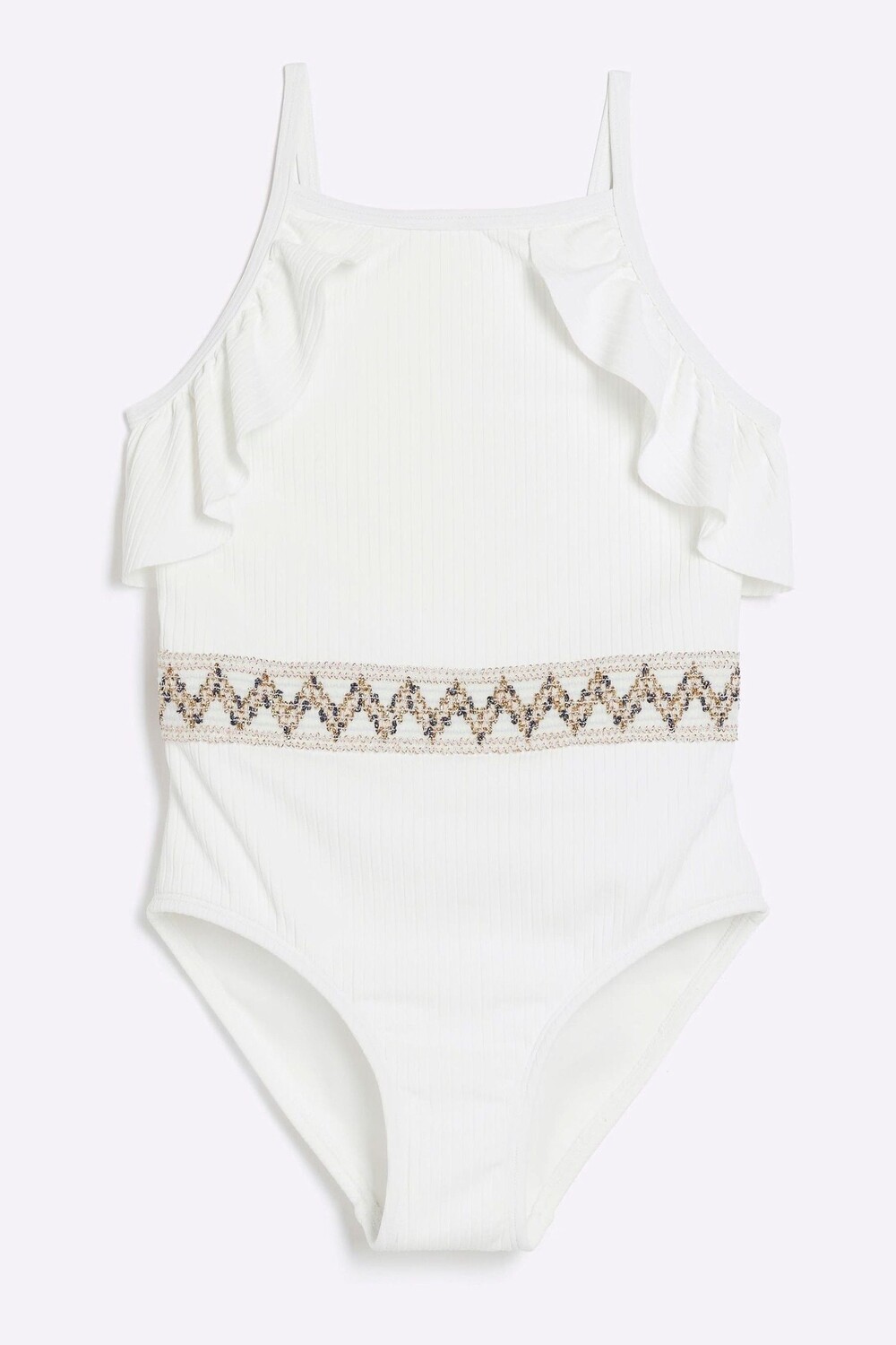 

Купальник для девочки с эффектом растушевки и блестками River Island, белый