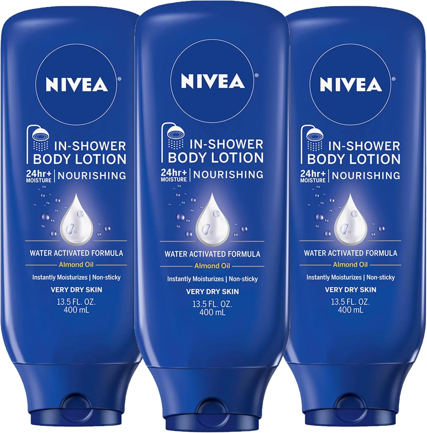 Лосьон для тела Nivea Nourishing In Shower с миндальным маслом, 13.5 fl oz, набор 3 шт