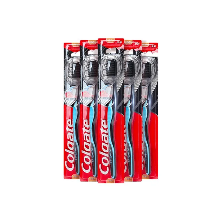 Зубные щетки с углем для защиты десен, 5 шт COLGATE, синий черный